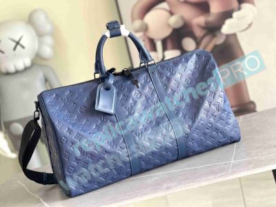 Copy L---V Keepall Bandoulière 50 Blue Travel Handbag Dark Blue Color